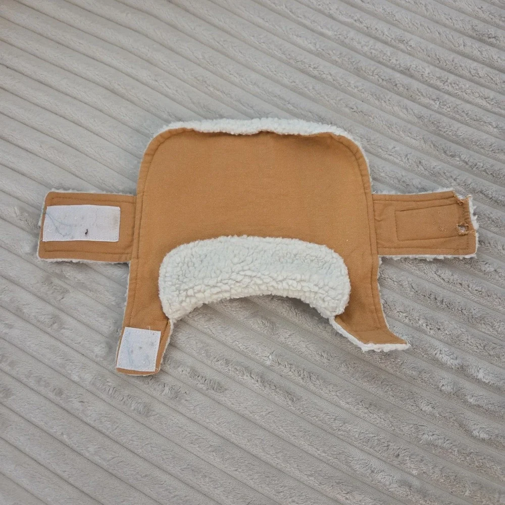 XXS Sherpa Lined Dog Vest Mustard Yellow Canvas Fleece Pet Winter Jacket Coat